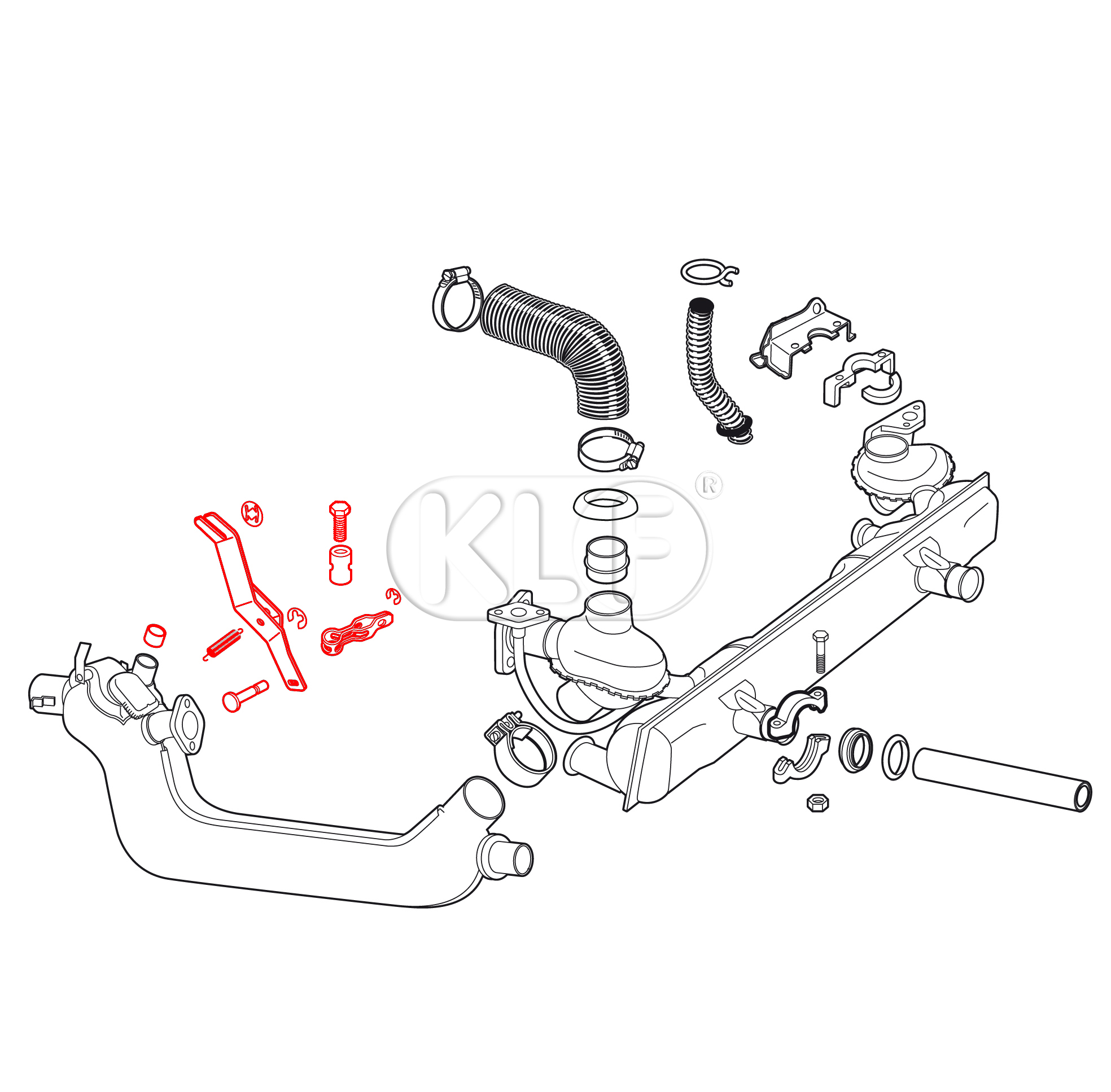 Lever Kit, heat exchanger, 1/63 on universal, fits left and right