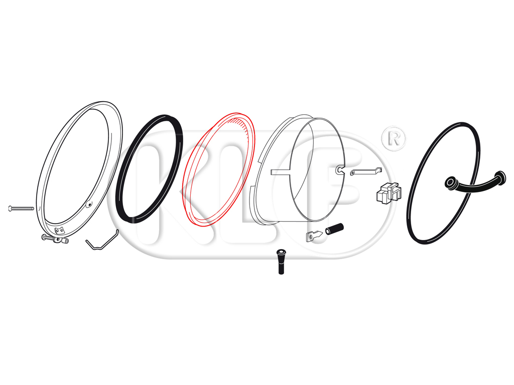 Headlight Lens, Hella, symmetric, year 49 - 51