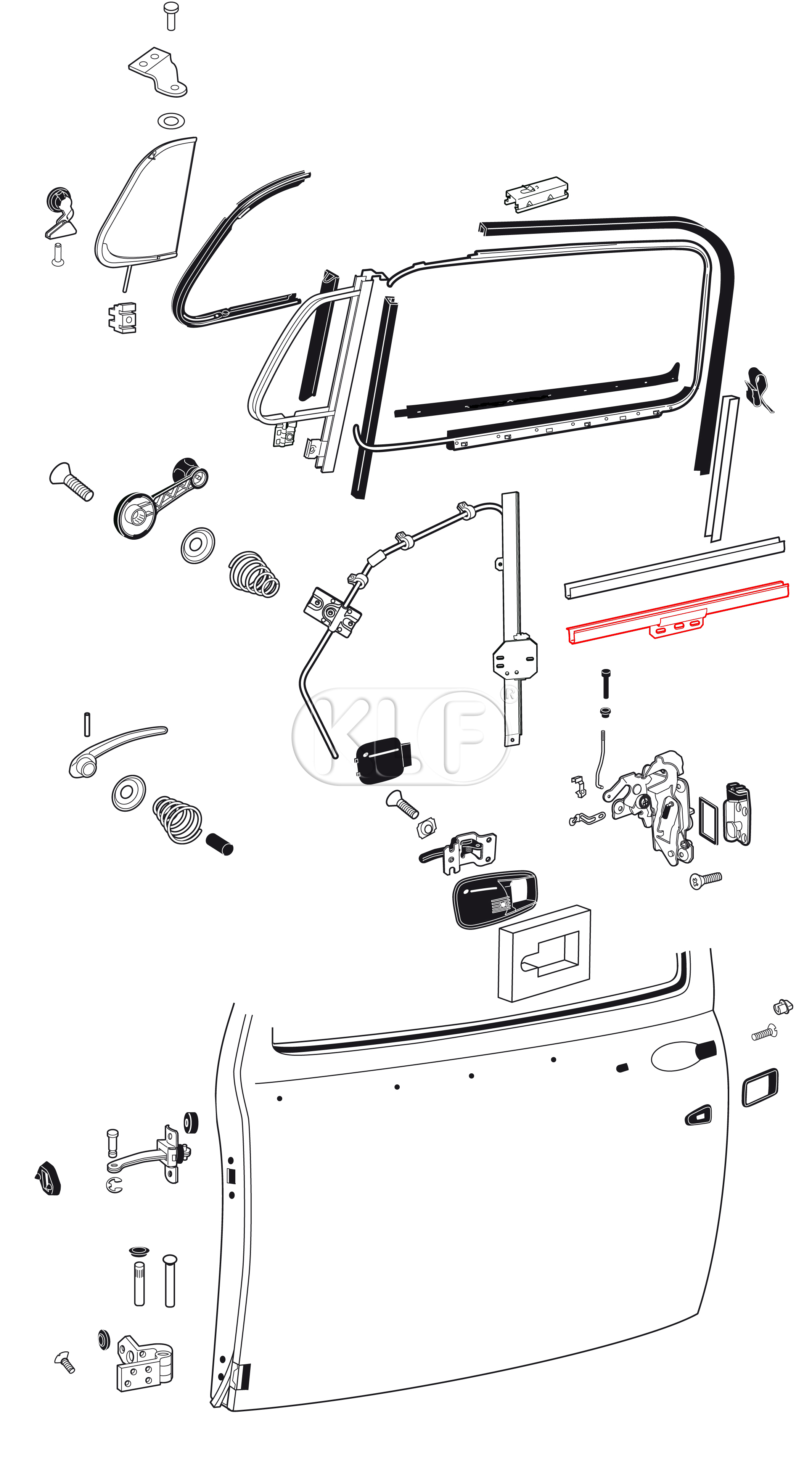 Window Lifter Channel, left, year 08/64 - 04/68 (through chassis # 118701826)