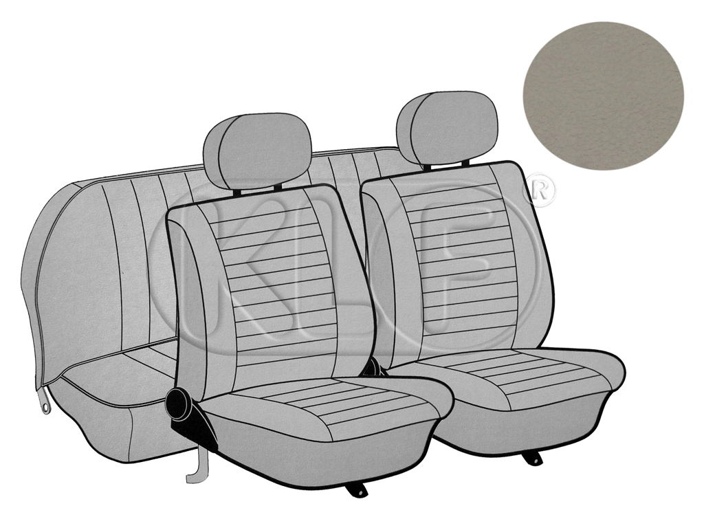 Sitzbezüge vorne und hinten, Cabrio, glatt, beige, Satz, ab Bj. 08/76