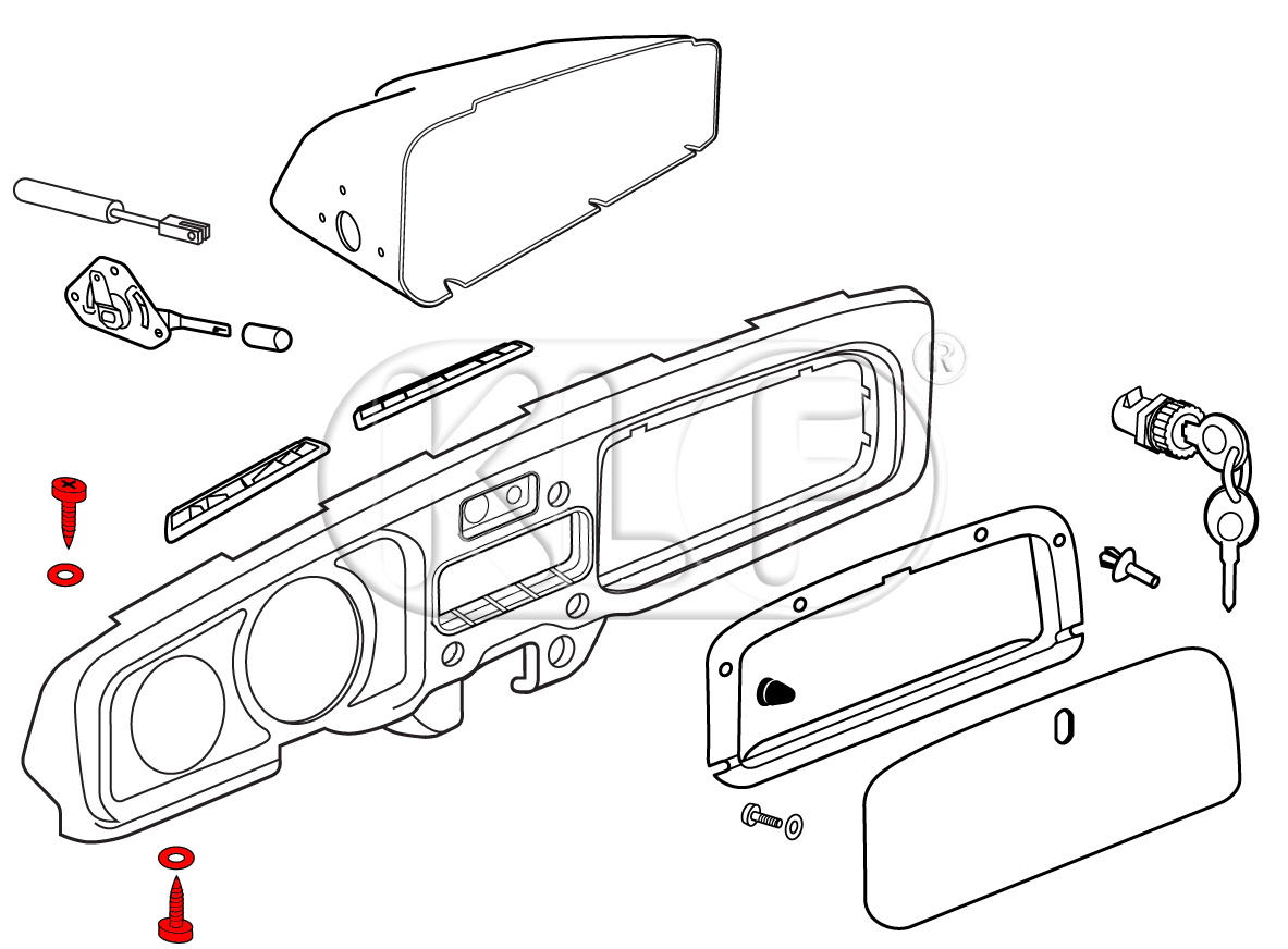 Padded Dash Installation Screw Kit, year 8/67 on, not 1303