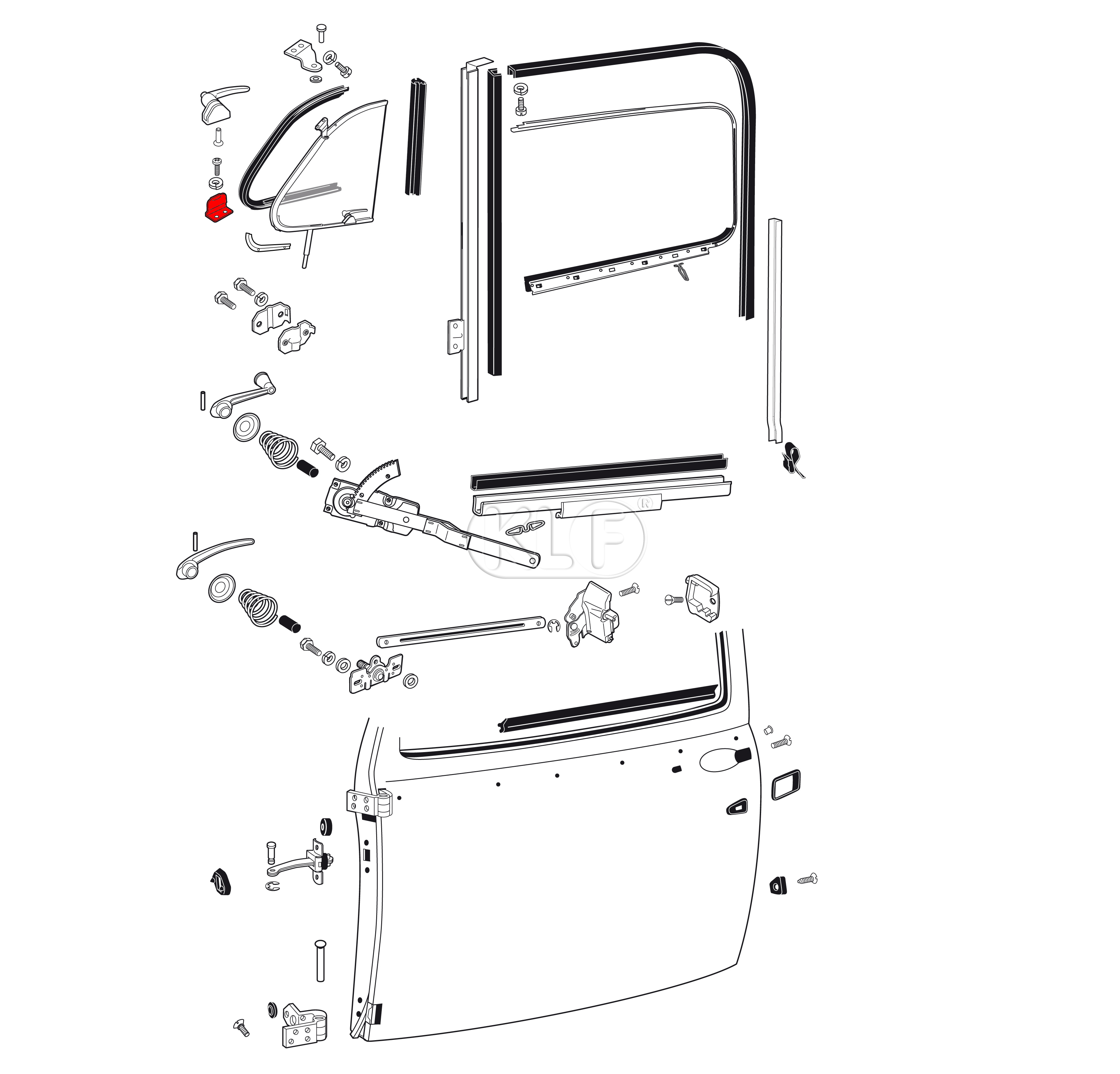 Vent Wing Latch Plate, fits left and right, each, year thru 7/64