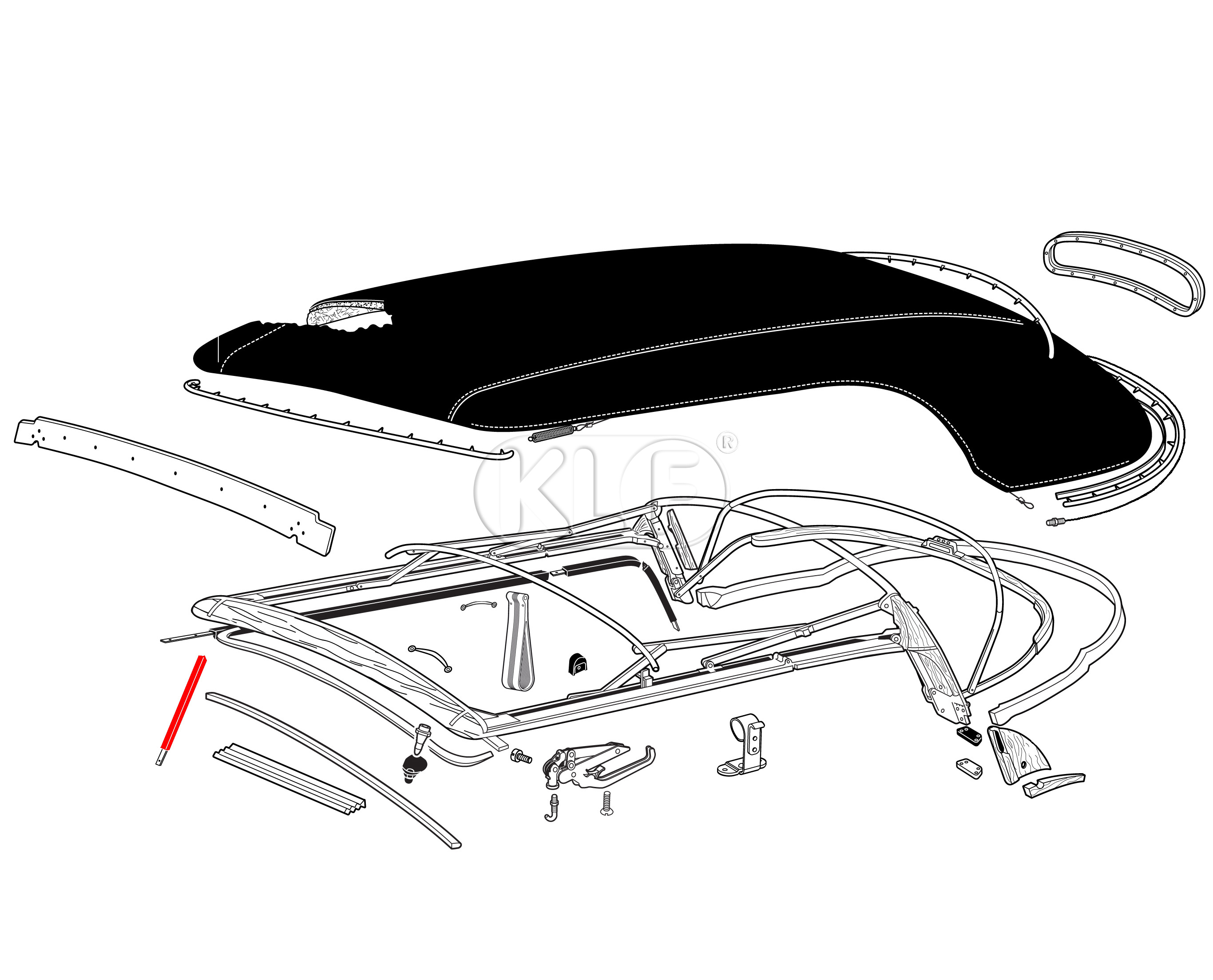 Seal for Windshield Frame Post, pair, convertible year thru 7/64