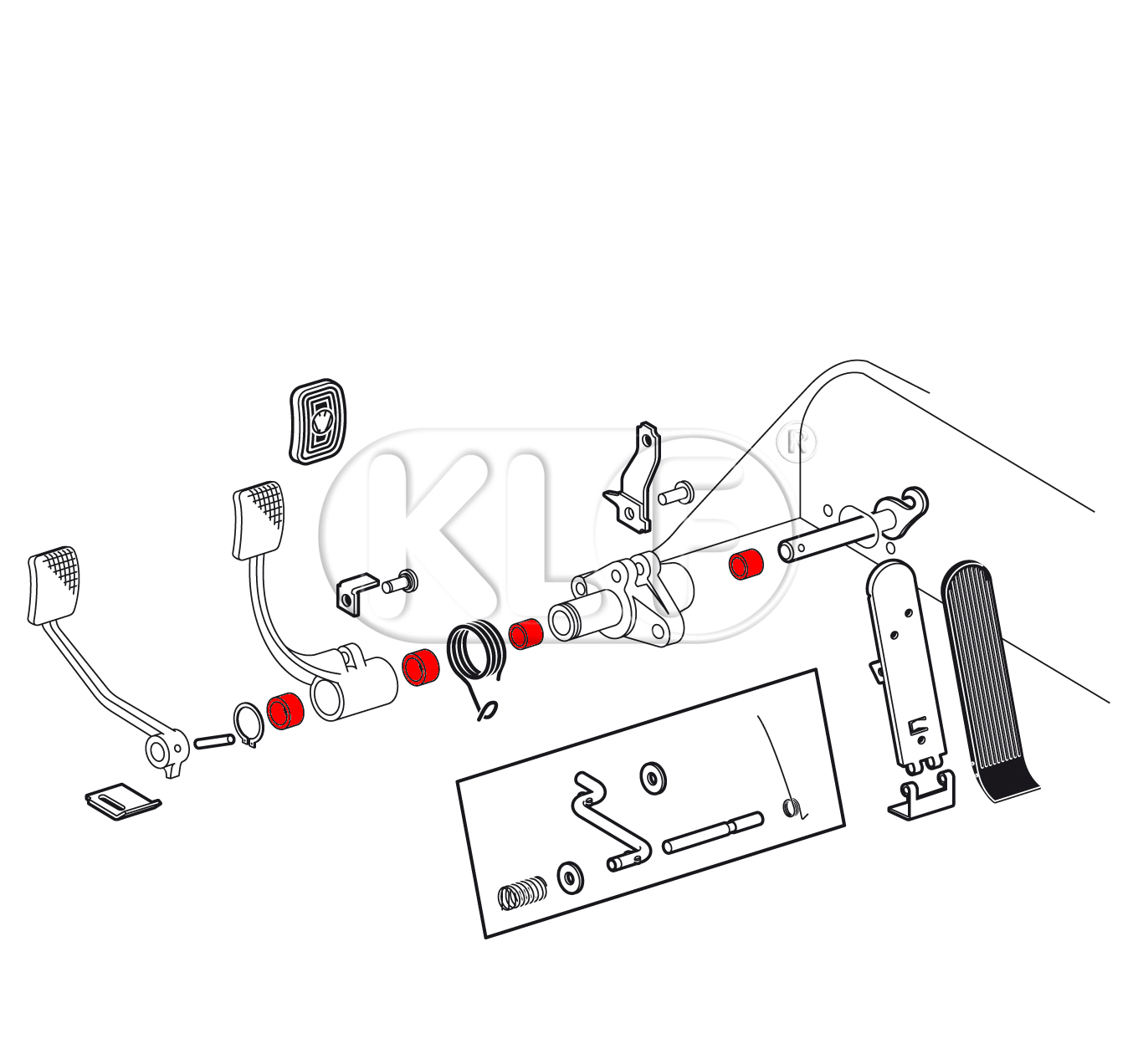 Pedal Assembly Bushing Kit, year thru 8/57-7/61