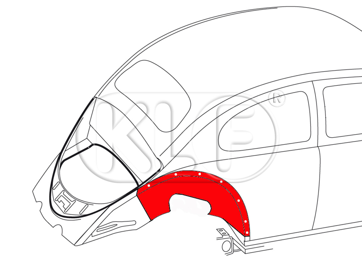 Wheelhouse rear right, without mounting bracket, year 08/66 on