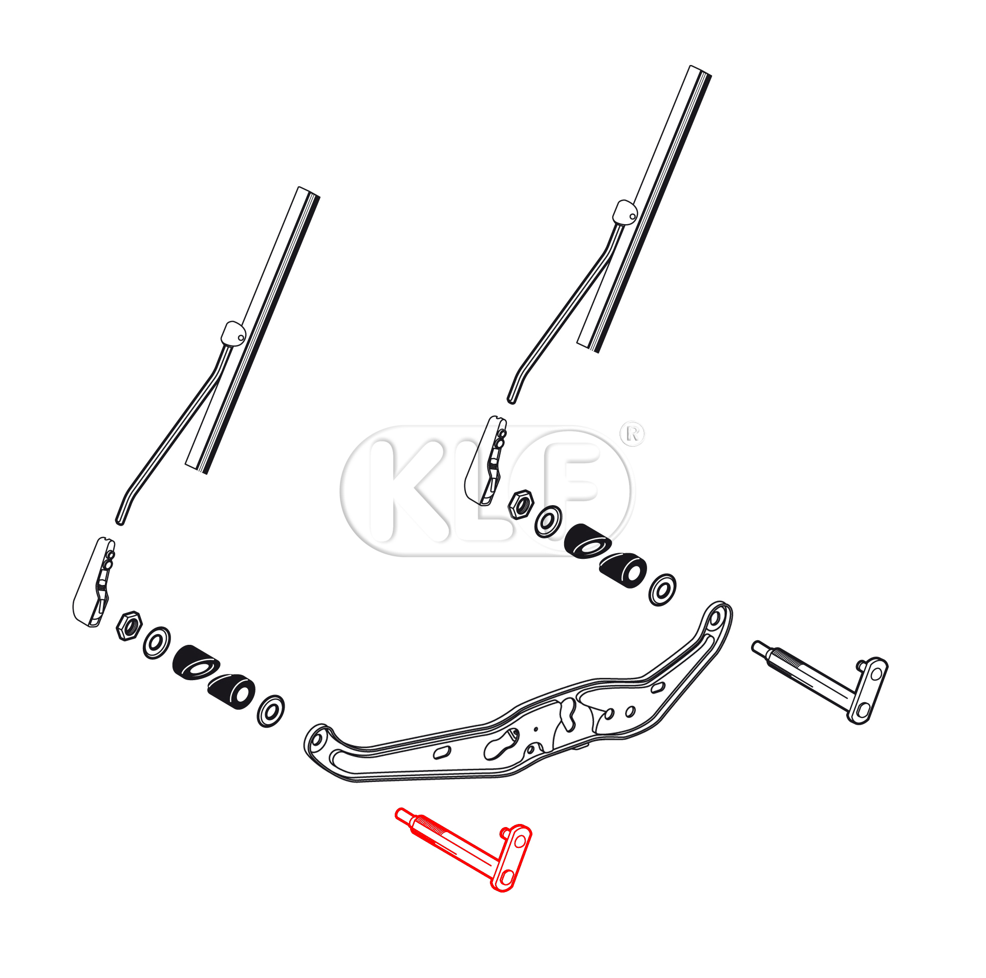 Wischerwelle links, bis Bj. 07/57, M10 x 0,75