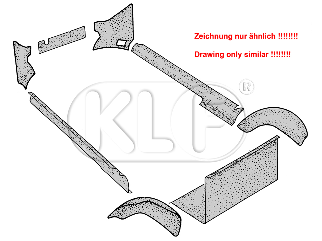 Carpet Set sedan, German square weave, charcoal, year 10/52-7/55 