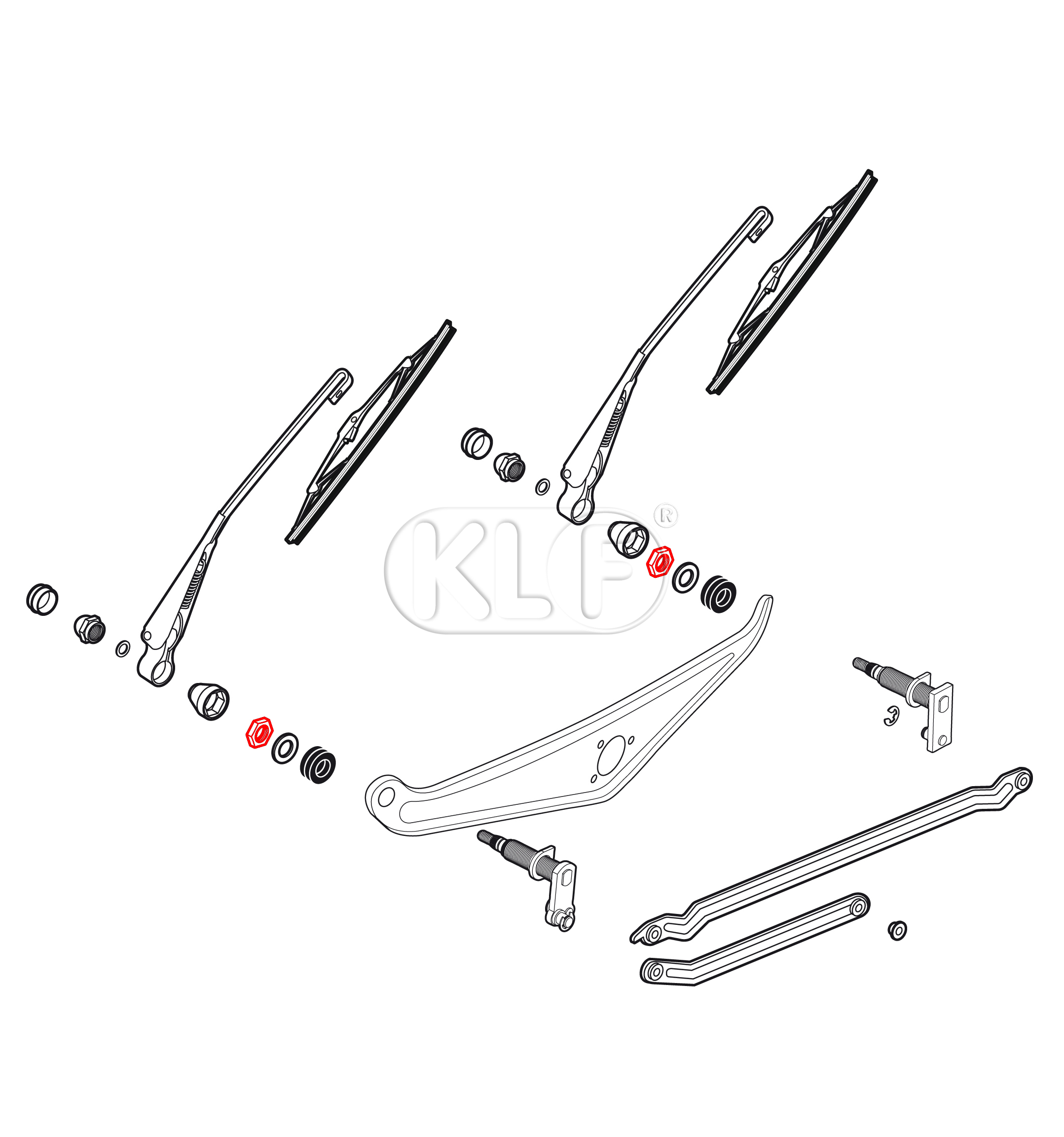 Nut for Wiper Shaft, M12 x 1, year 8/69 on