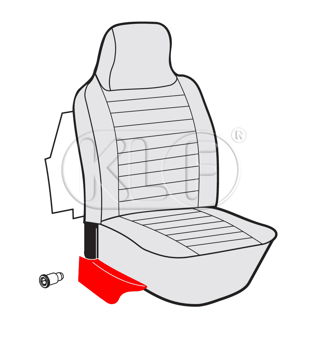 Cover Plate for seat frame left inner, sturdy fiberglass version, year 08/72 - 07/75