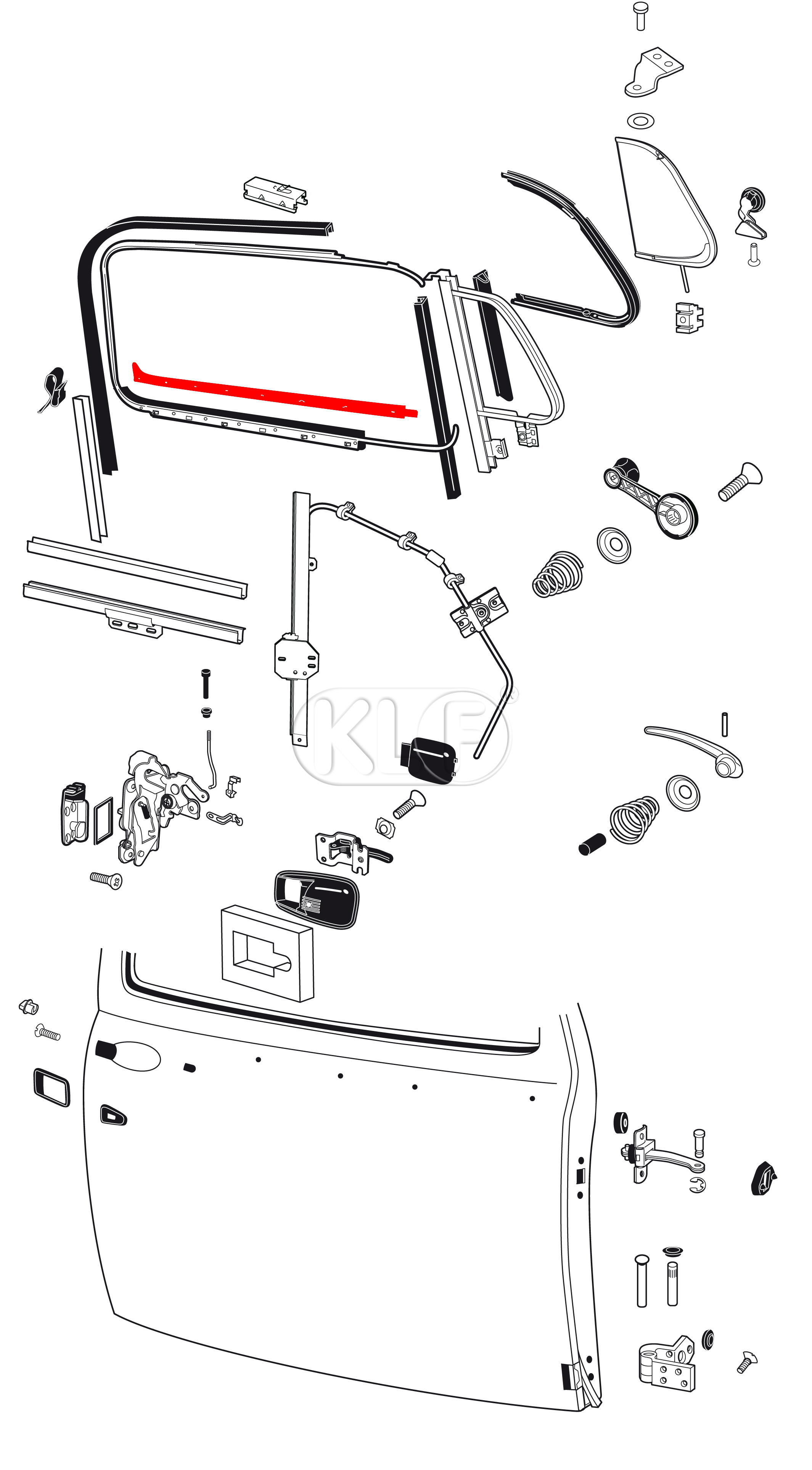 Door Window Scraper, inner, right, year 8/68 on