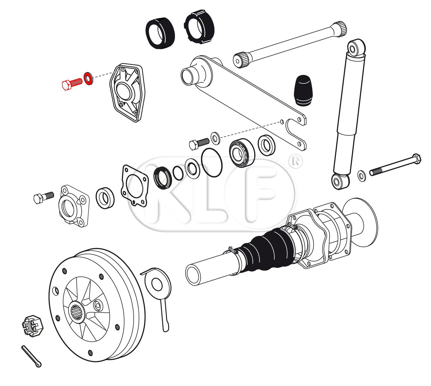 Torsion bar cover mounting kit (both sides), year 08/59 on