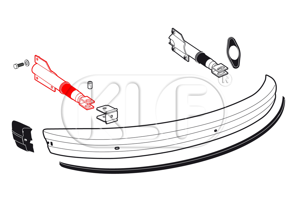 Bumper Bracket rear left, USA Version (Bumper Shock), year 08/73 - 07/79