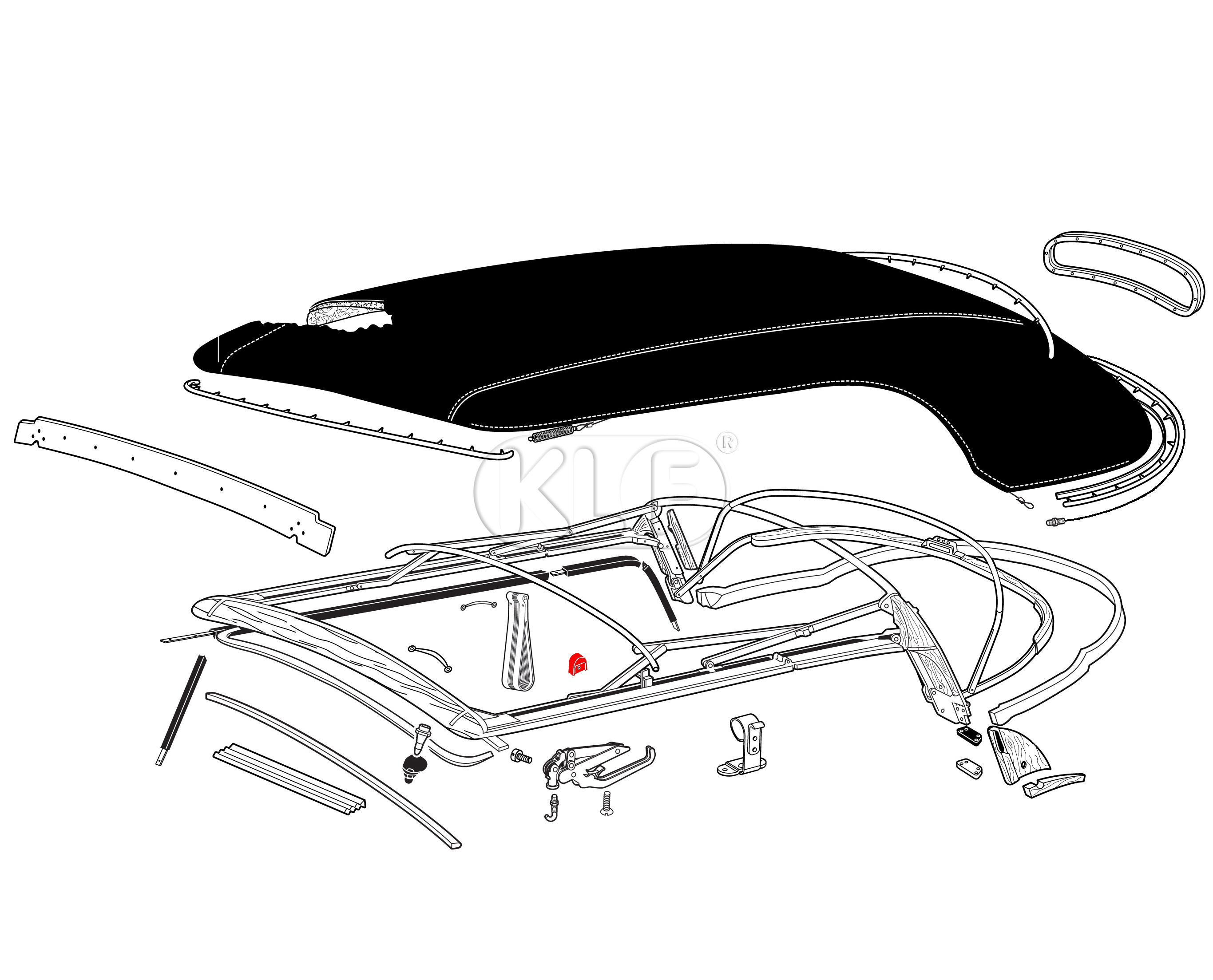 Top Frame Rubber Bumper, year 60-71 pair