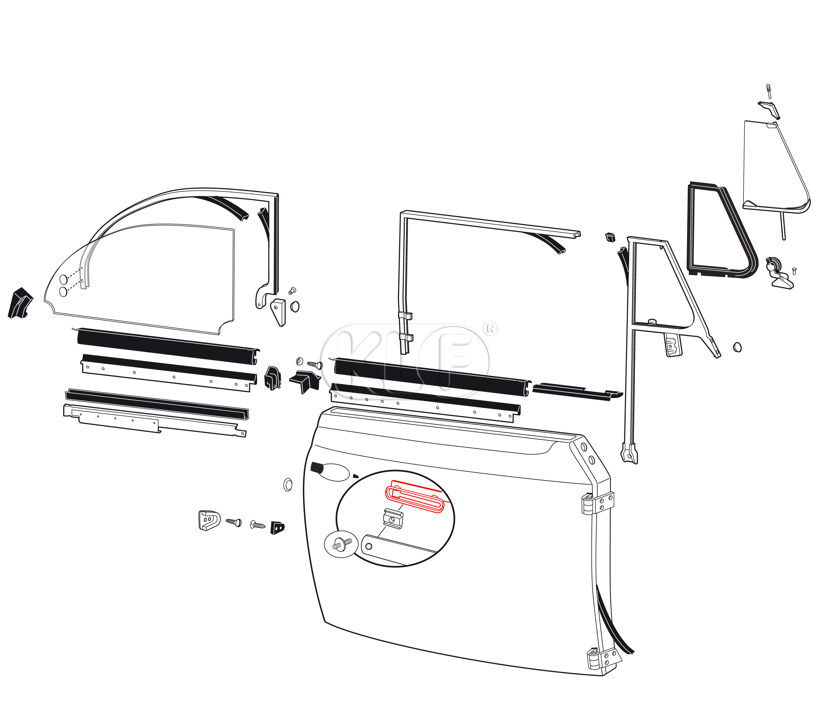 Window Lifter Channel, front right, year 8/64 on