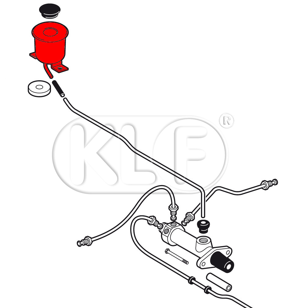 Brake Fluid Reservoir, single circuit sytem, year 54-58