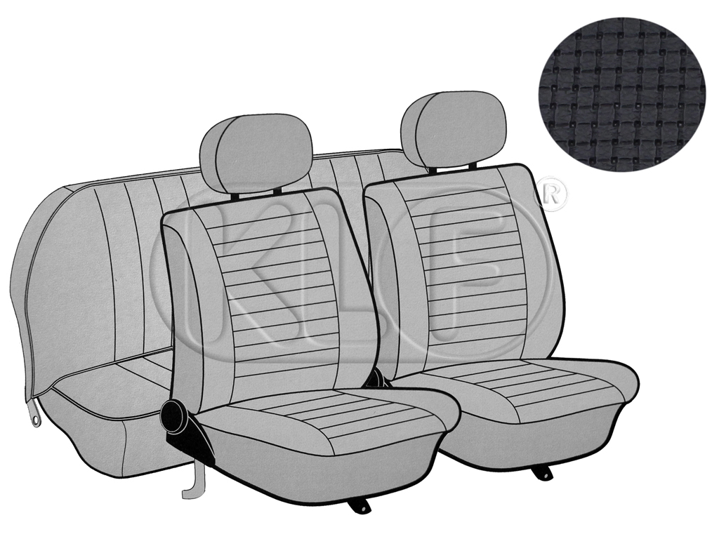 Sitzbezüge vorne und hinten, Limousine, Quadratmuster, schwarz, Satz, ab Bj. 08/76