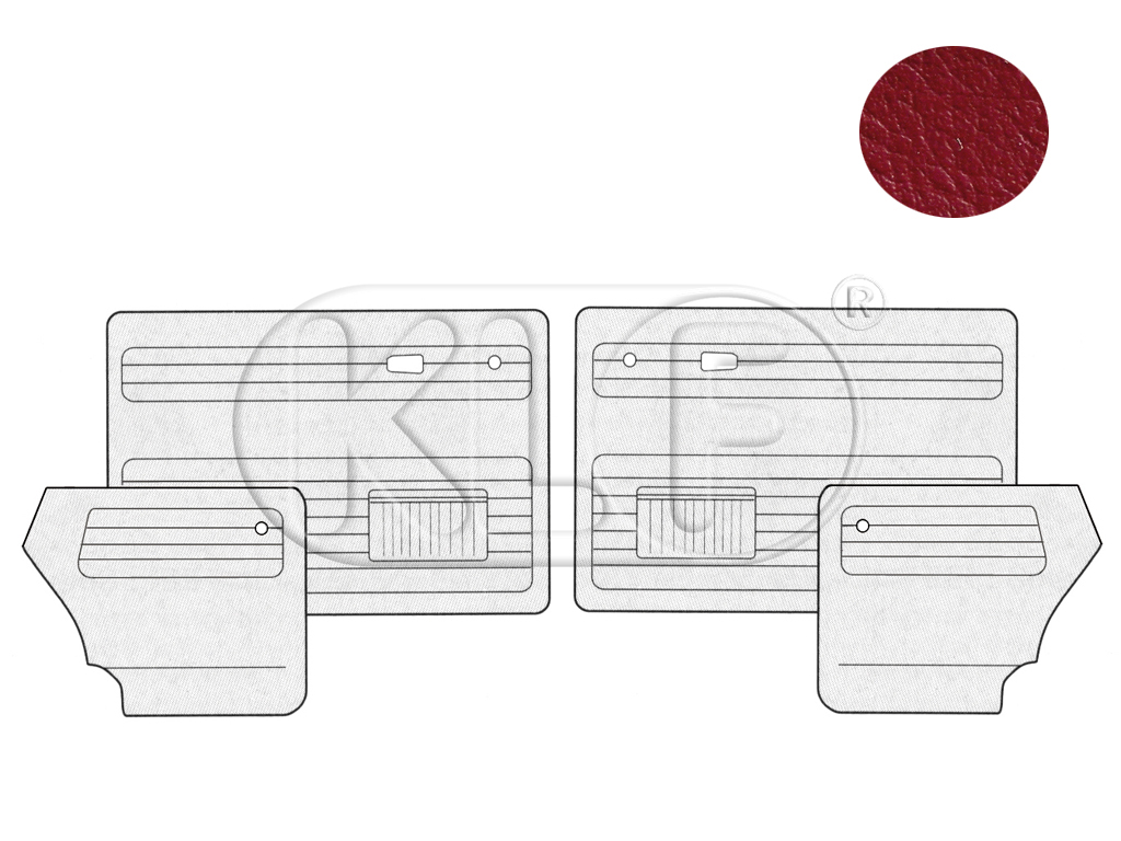 Türverkleidungen, Satz 4-teilig, Cabrio, rot, Bj. 08/64 - 07/66