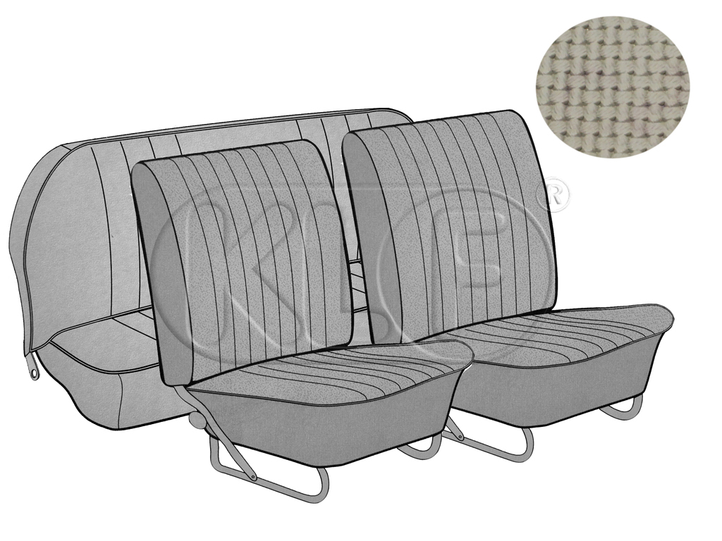 Seat Covers, front+rear, basket weave, convertible, off white, year 12/66-7/72 