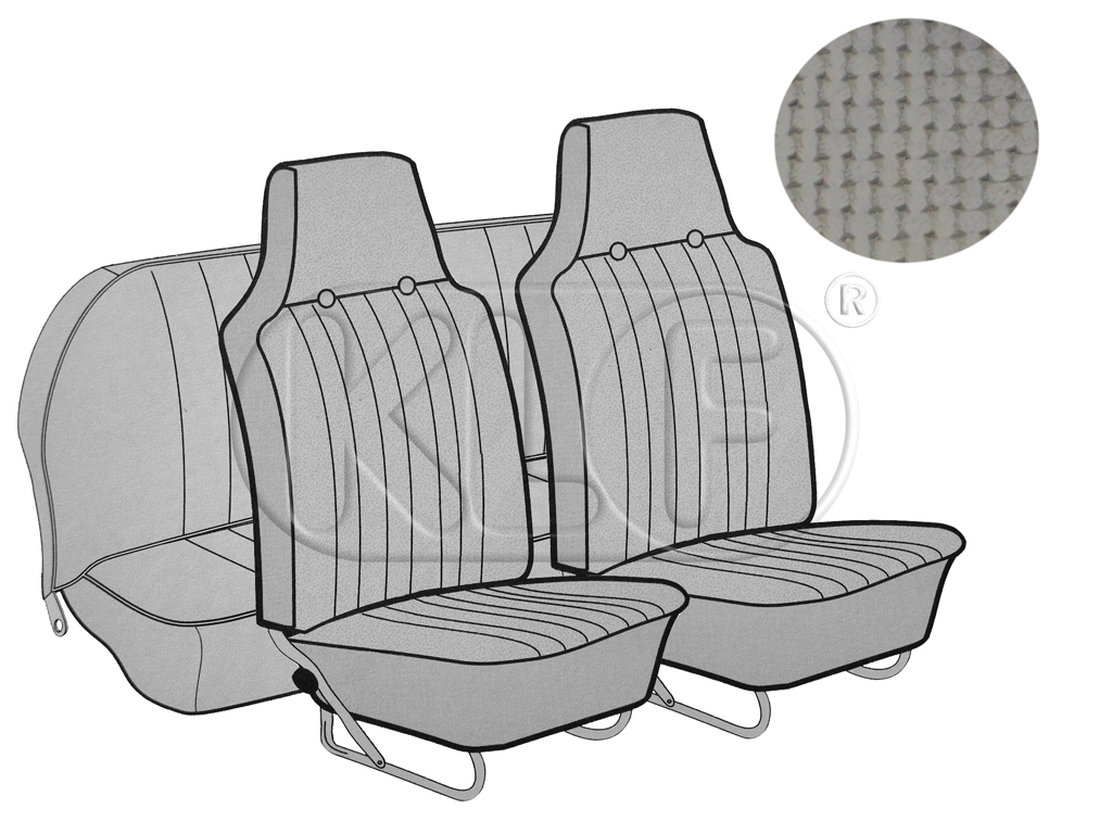 Sitzbezüge vorne und hinten, Cabrio, Korbmuster, grau, mit integrierter Kopfstütze, Bj. 12/66 - 07/69
