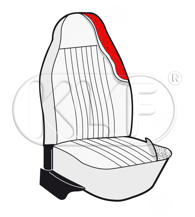 Pad for Front Seat Backrest, with integrated headrest, year 8/72-7/73