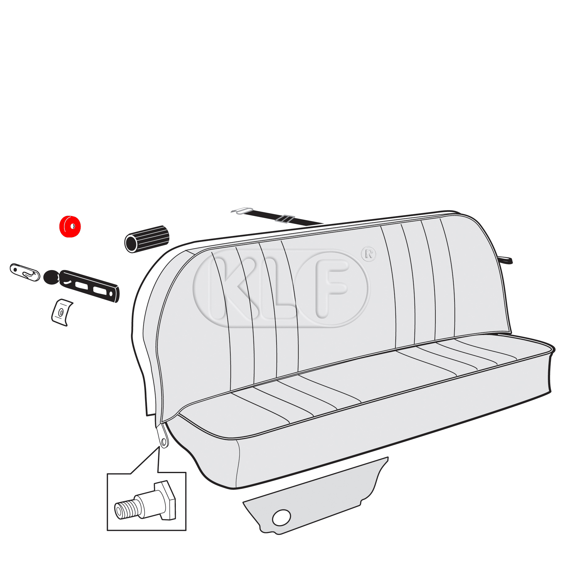 Rear seat backrest stop, year 08/71 on