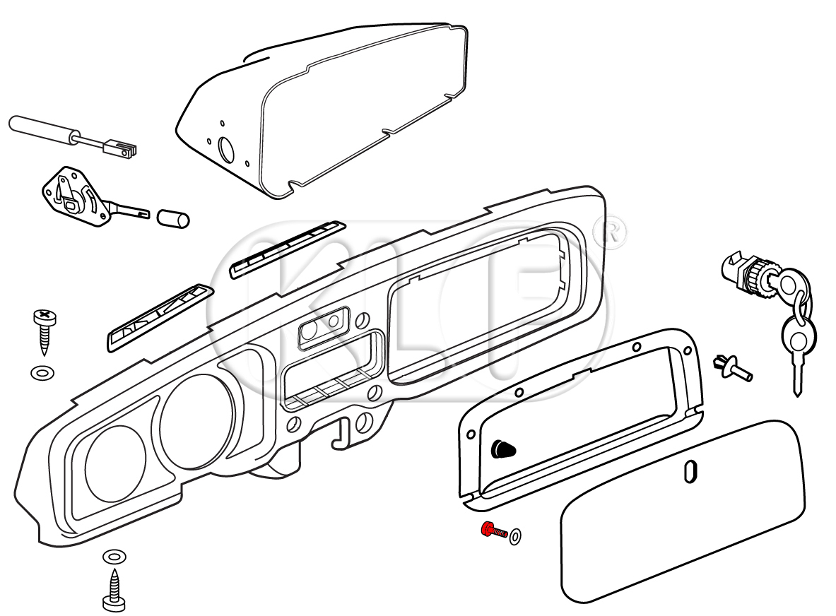 Schraube für Handschuhfachdeckel, ab Bj. 08/57 (nicht 1303) und Tankklappe ab Bj.08/67