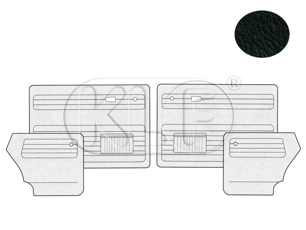 Türverkleidungen, Satz 4-teilig, Cabrio, schwarz, ab Bj. 08/72