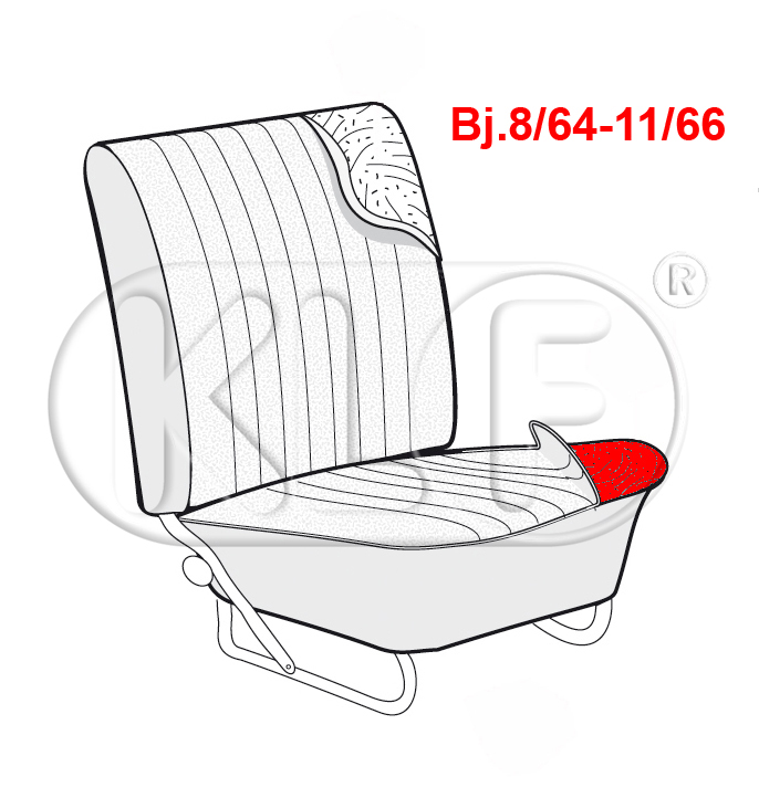 Pad for Front Seat Bottom, year 8/55-11/66 (thru 117 425 907)