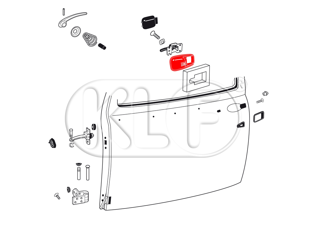 Trim Frame, inner door handle, chrome, convertible, year 08/70 - 07/73