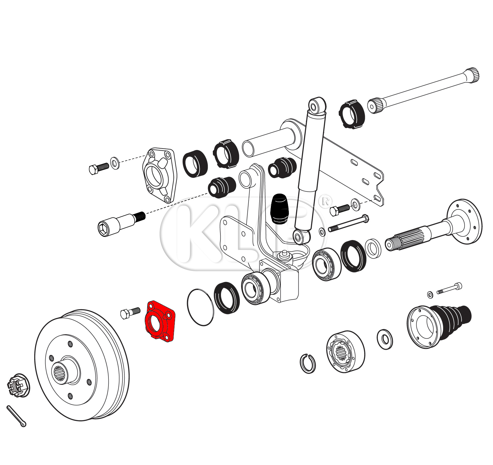 Housing for Rear Wheel Bearing, only IRS axle, year 08/67 on