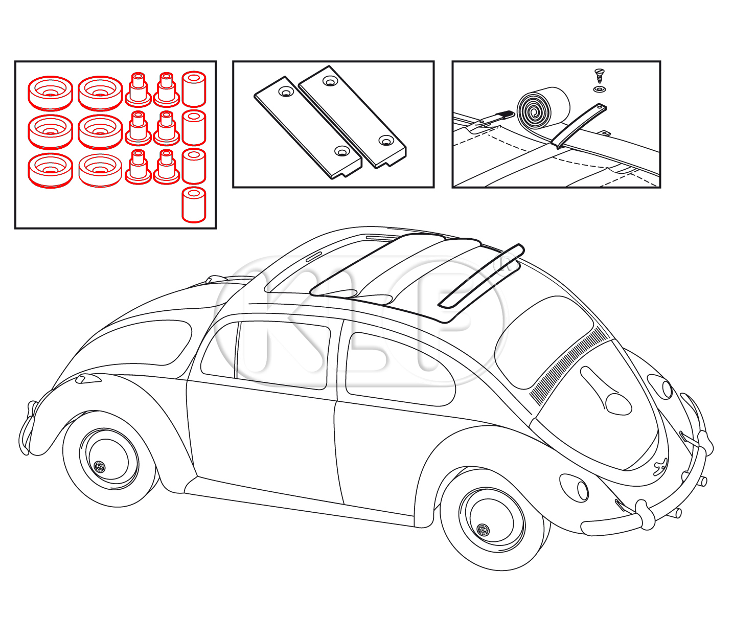 Roller Repair Kit for Sunroof, year 8/56 on