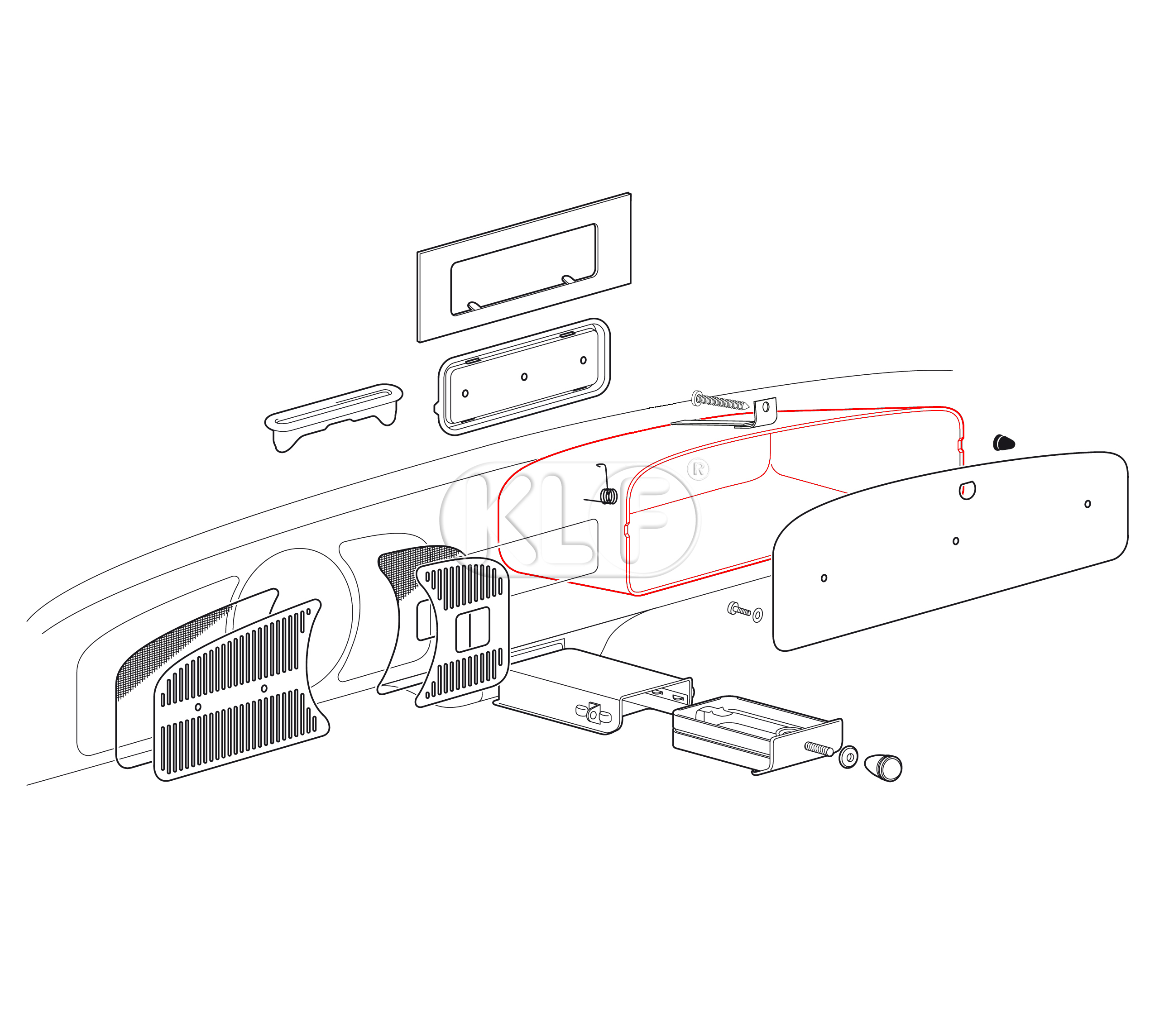 Glove Box, plastic, year 8/57-7/67