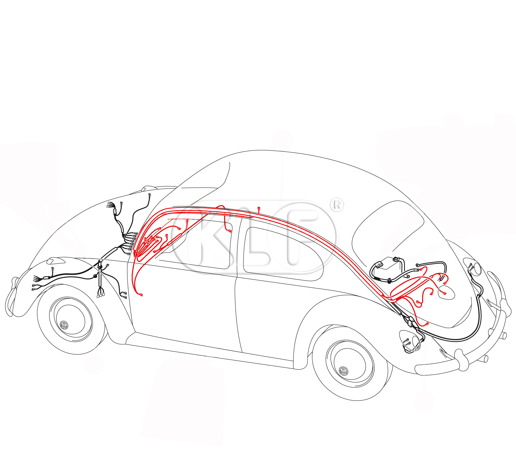 Wiring Harness, sedan and convertible, main loom only, fuel injection models, year 08/74 on