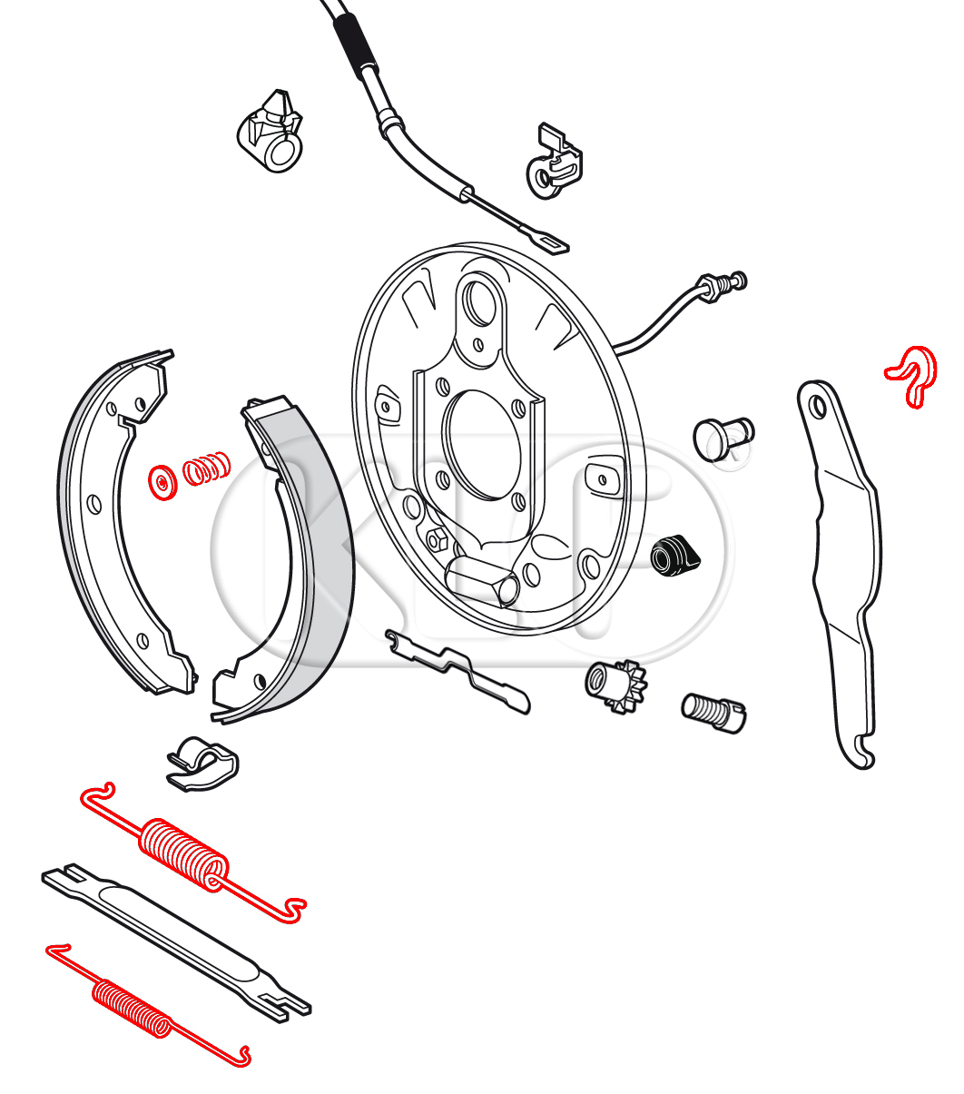 Brake Spring Kit rear, year 10/57-7/67