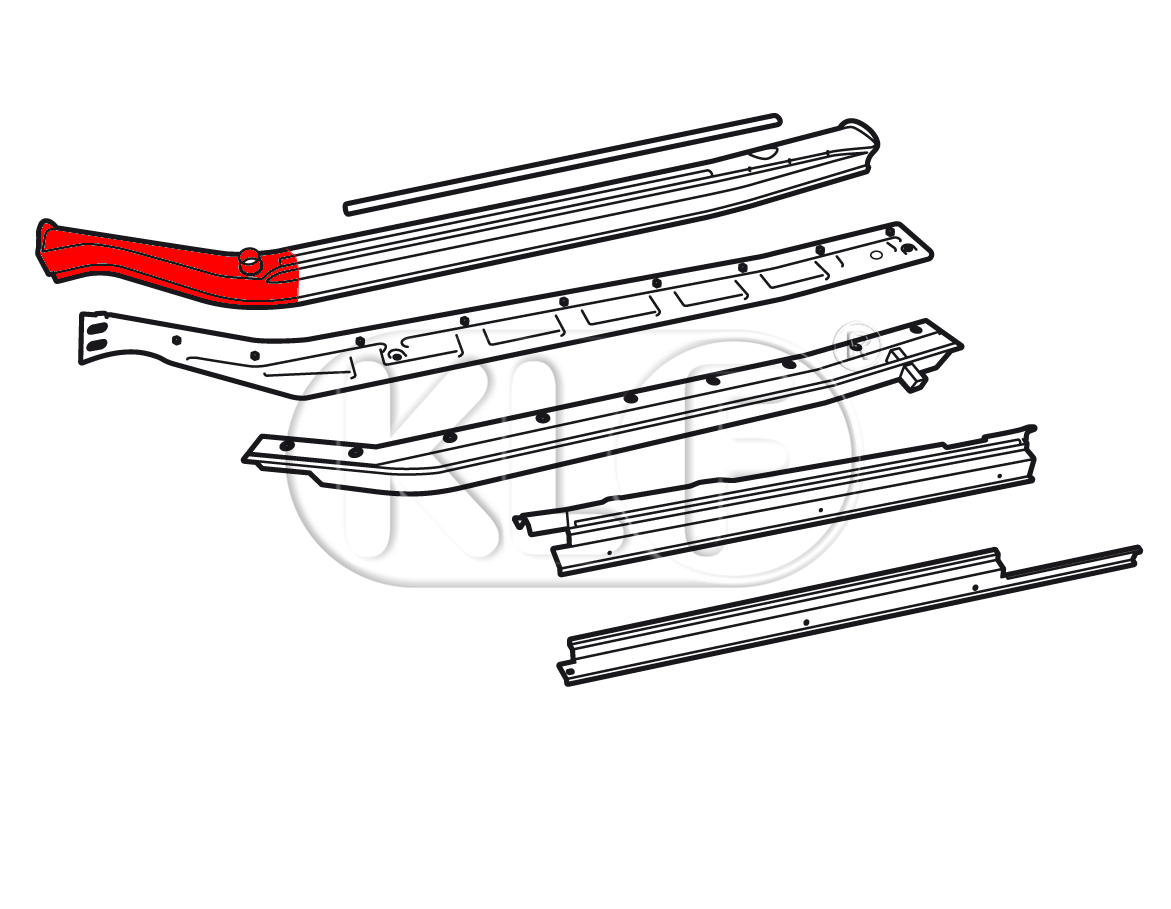 Repair Panel for heater channel front left, year thru 7/68