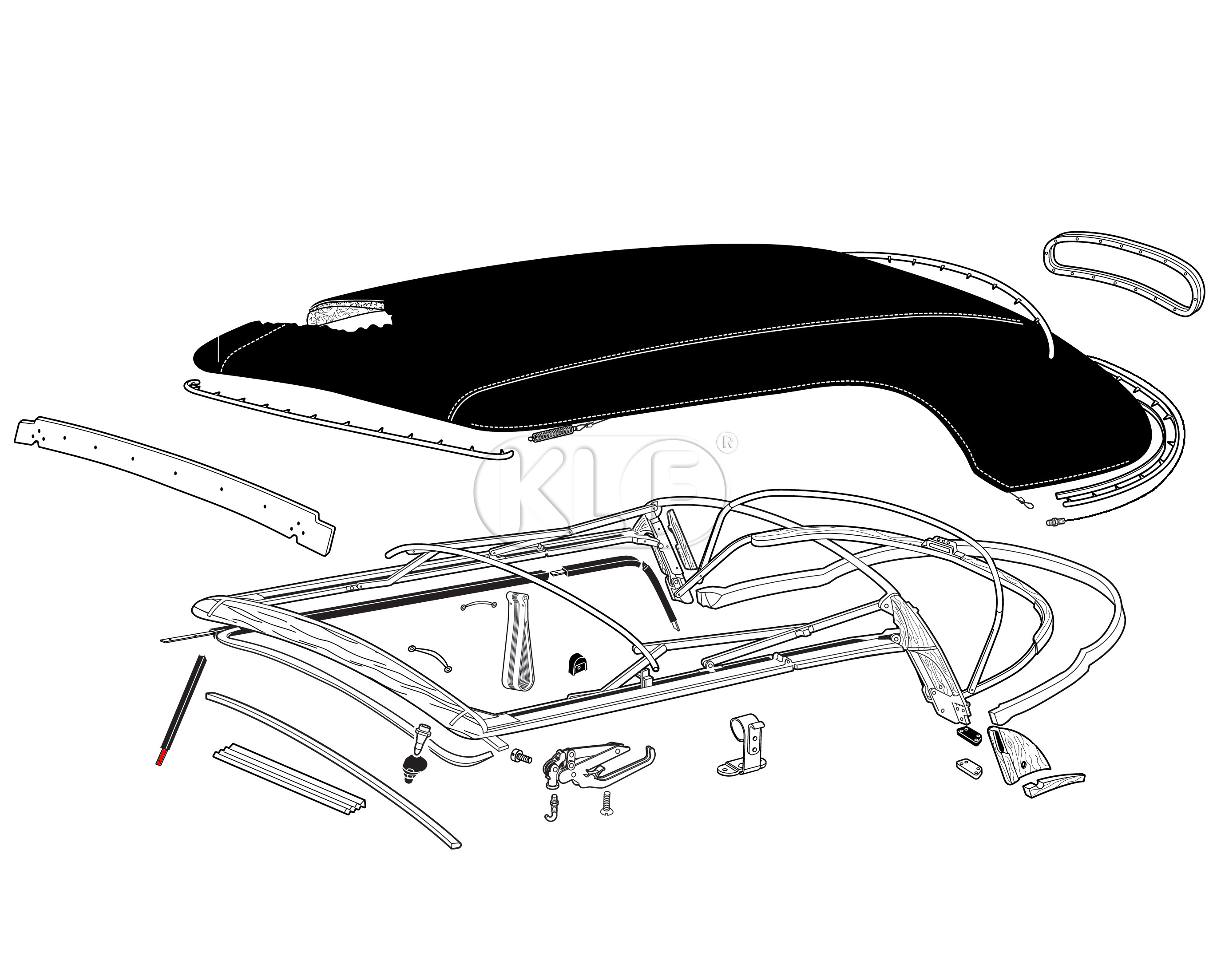 Windshield Post Seal Mounting Strips, aluminum, comes with screws, set of 2, year 08/64 - 07/72