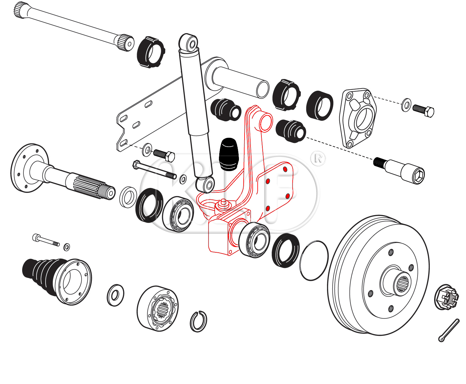 IRS Arm right, year thru 01/71 rebuild, 4-holes