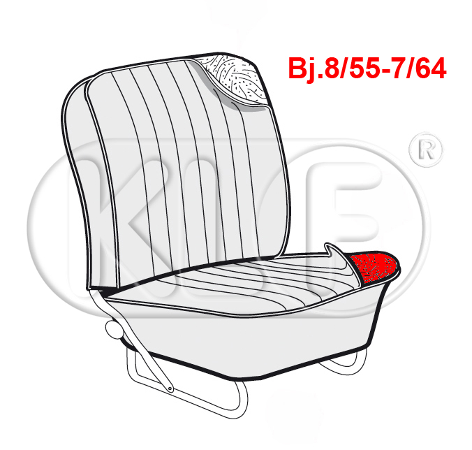 Pad for Front Seat Bottom, year 8/55-11/66 (thru 117 425 907)