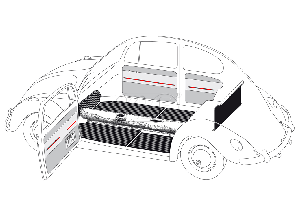 Door Panel Trim Kit, sedan, stainless steel, year 08/65 - 07/66