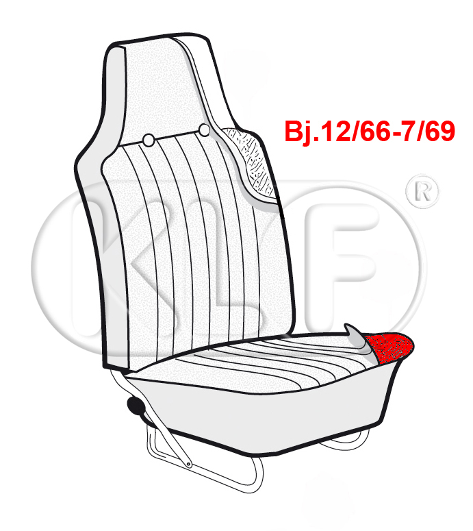 Pad for Front Seat Bottom, year 12/66-7/72 (from FIN. 117 425 908)