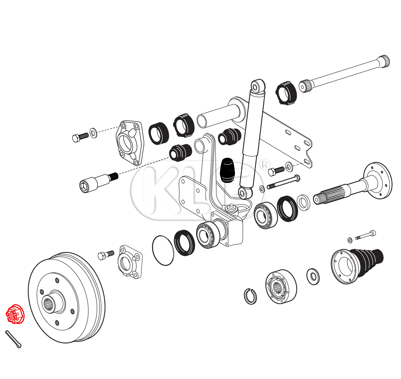 Axle Nut rear, year 08/67 on