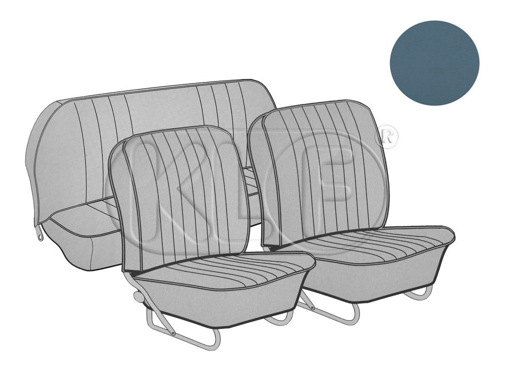 Sitzbezüge vorne und hinten, Limousine, altblau, Classic-Style, Bj. 08/57 - 07/64