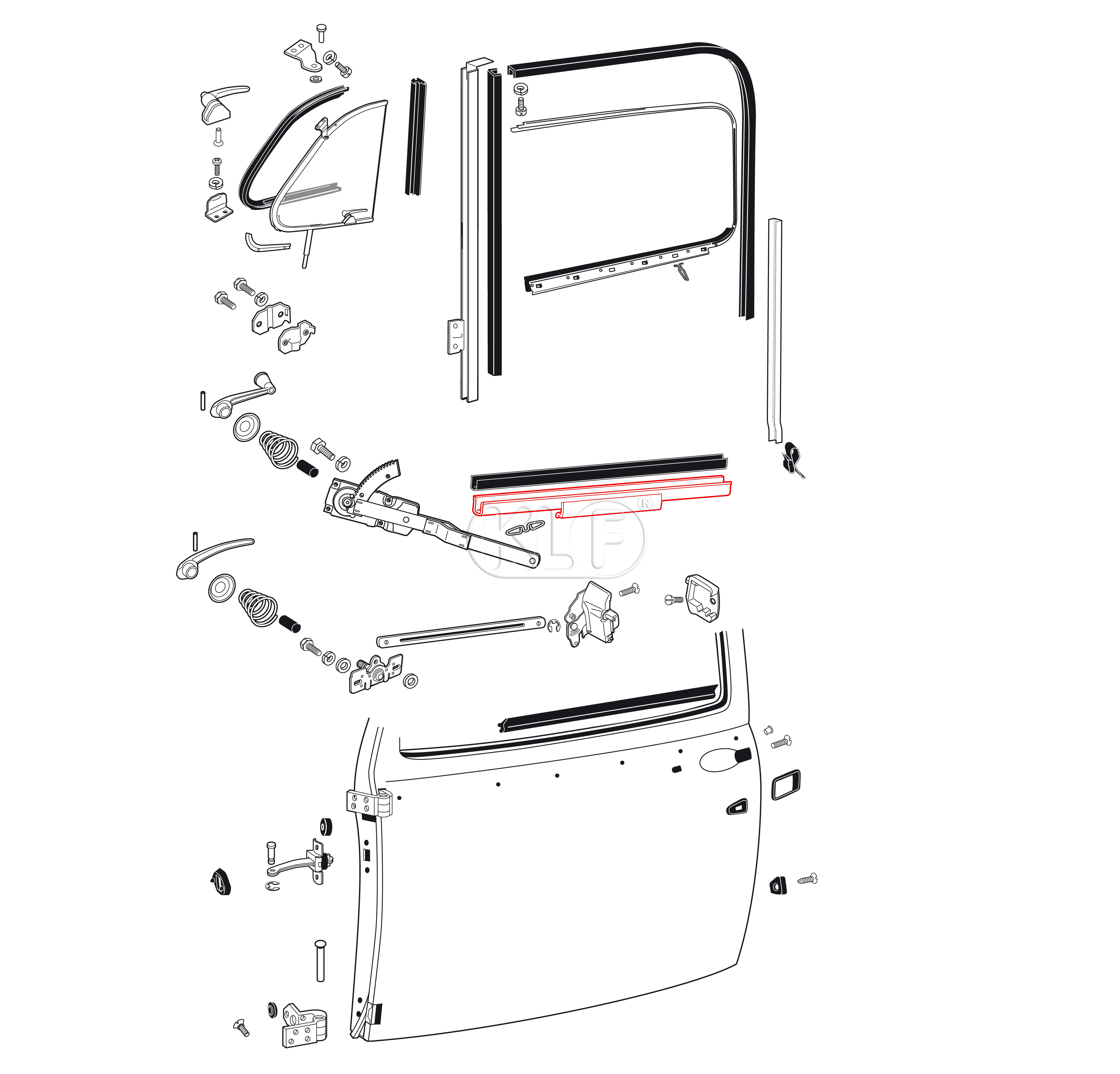 Window Lifter Channel, left, year thru 09/52