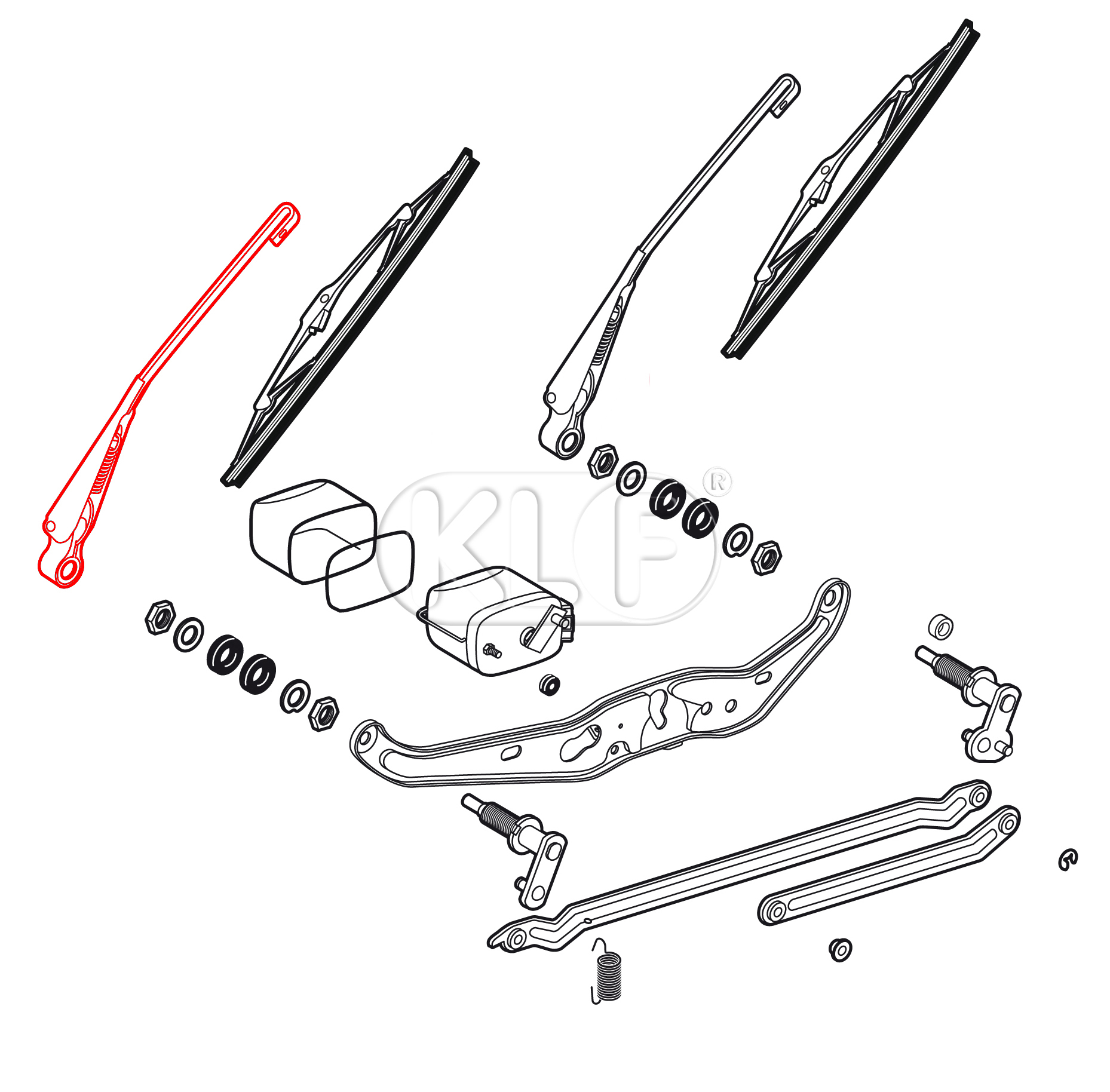 Wiper Arm, left, year 8/67-7/69