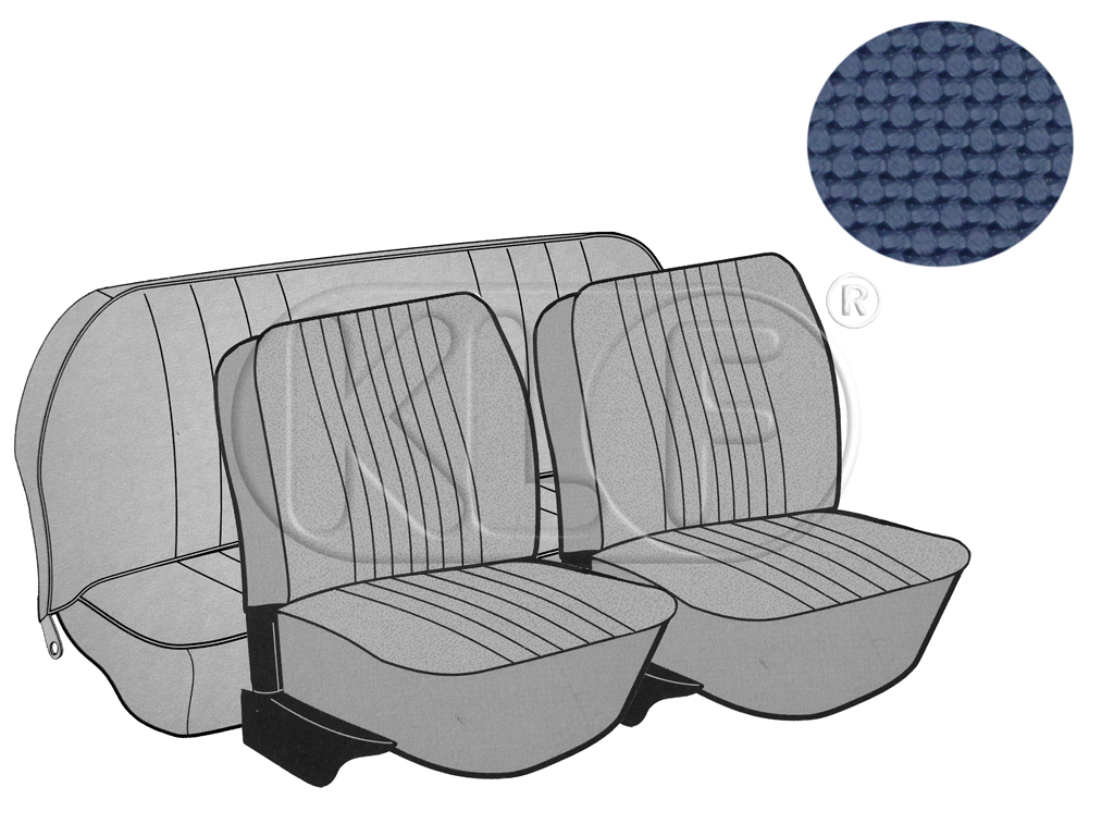 Sitzbezüge vorne und hinten, Cabrio, Korbmuster, blau, Satz, Bj. 08/72 - 07/73