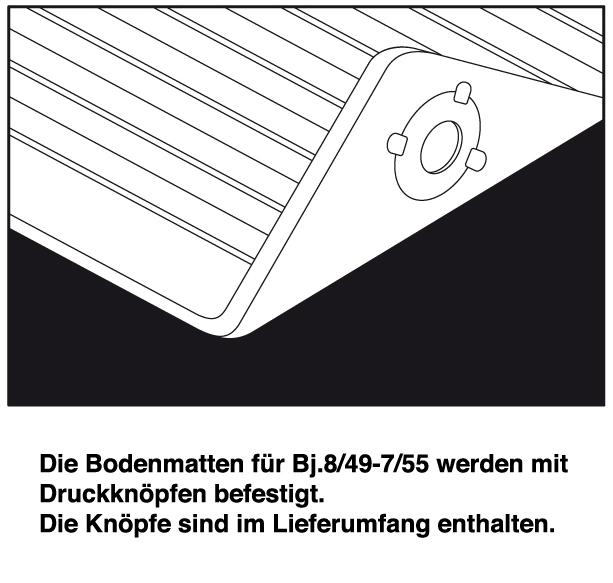 Bodenmattensatz, Gummi braun, 4 Teile, Bj. 08/49 - 07/55