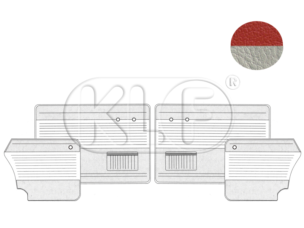 Türverkleidungen, Satz 4-teilig, Cabrio, altrot/altweiß, Bj. 08/55 - 07/64