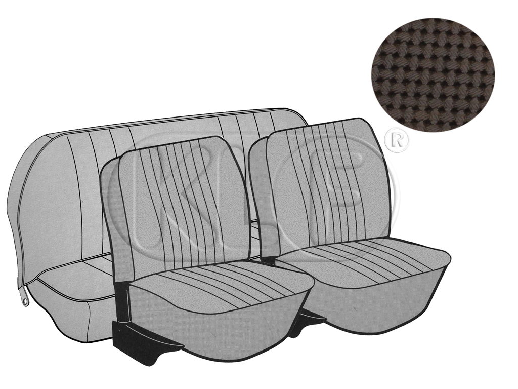 Sitzbezüge vorne und hinten, Cabrio, Korbmuster, braun, Satz, Bj. 08/72 - 07/73