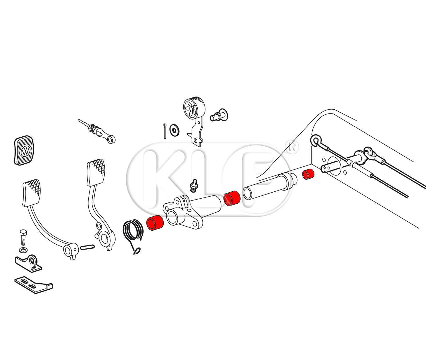 Pedal Assembly Bushing Kit, year thru 7/57