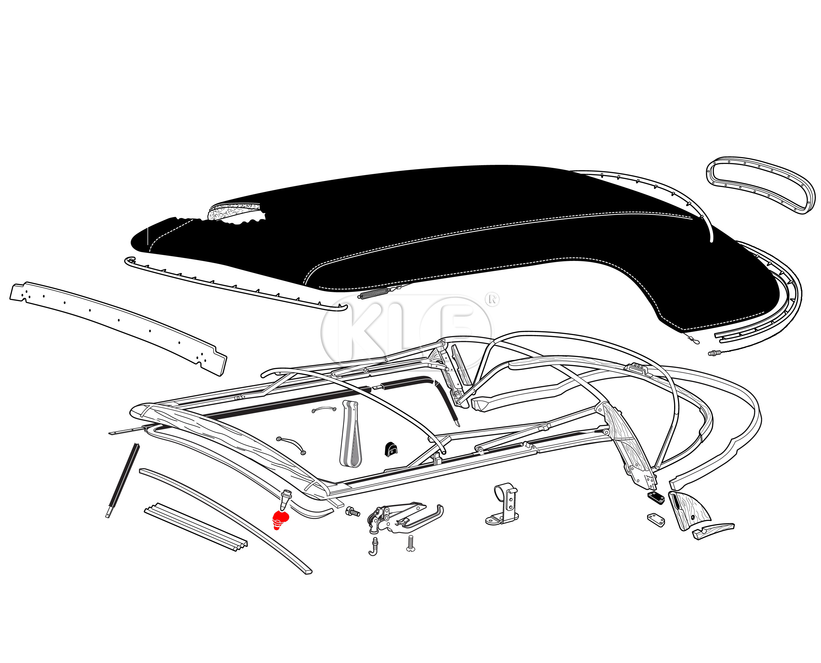 Plastic Sleeve for Top Alignment Pin, convertible, year 8/67-7/72